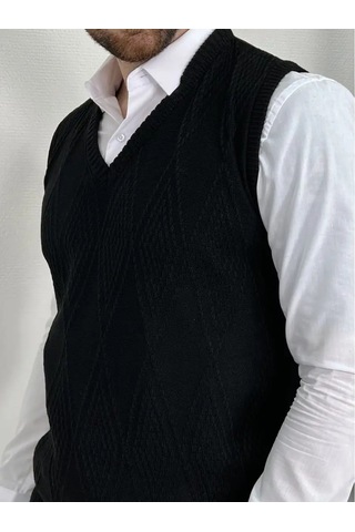 Stil' Goroda Büyük Beden Triko Yelek 169192210 Siyah