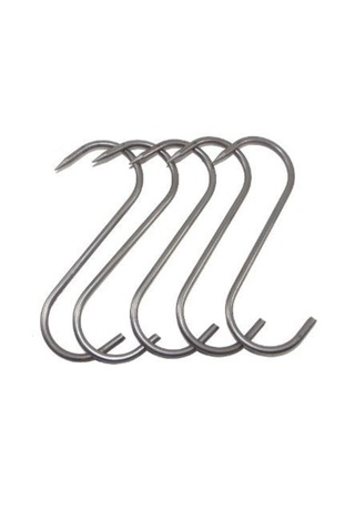 50'li Paket Et Kancası, Krom Kaplama, Et, Tavuk, Kasap Çengeli, 13,5 Cm, 4 Mm Kalınlıkta Açık Gri