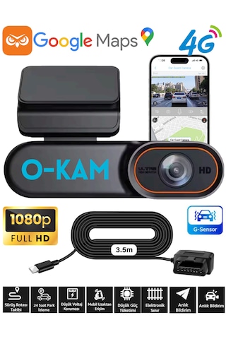O-kam 2026 4g Araç Içi Kamera Ve Görüntülü Araç Takip Sistemi Google Maps 1080p Kamera Gps