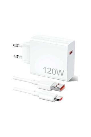 120w Şarj Aleti Hızlı Çift Turbo Şarj Aleti Seti Beyaz 54195721