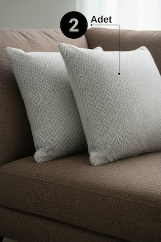 Chevron Bohem Dekoratif Punch Yastık Kırlent Kılıfı Açık Gri 30 x 50