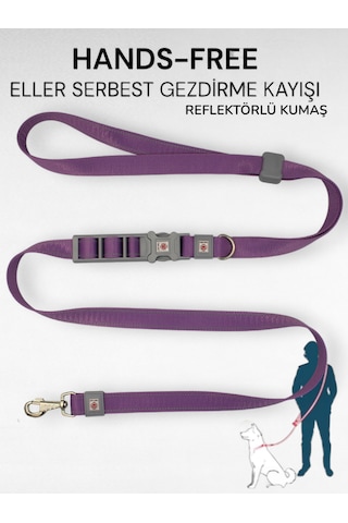 Caramelos Hands-free Eller Serbest Gezdirme Kayışı- Köpek Gezdirme Kayışı - Eller Serbest- Köpek Gezdirme İpi Lila