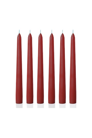 6 Lı Kısa Bordo Konik Şamdan Mum Yükseklik 18 Cm Bordo