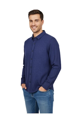 Raymons Erkek Spor Silim Fit Dokuma Gömlek Bgl-st04946 Indigo