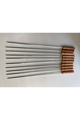 Mobilreyon 10 Adet Ahşap Saplı Kare Şiş 55cm, Ciğer Kuşbaşı Tavuk