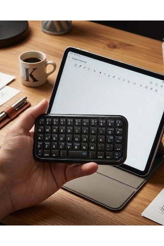 Mey İthalat Mini Bluetooth Klavye Kablosuz Taşınabilir Cep Boyutu Klavye