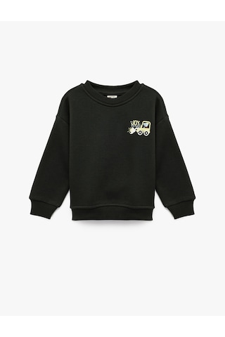 Koton Uzun Kollu Bisiklet Yaka Baskılı Sweatshirt Antrasit 6wmb10266tk Antrasit