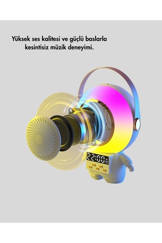 Plentifulkaraoke Özellikli Astronot Bluetooth Hoparlör Kablosuz Mikrofonlu