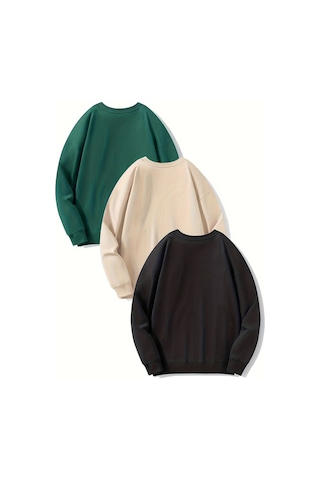 Uyguntarz 3'lu Paket Oversize Sweatshirt Bej