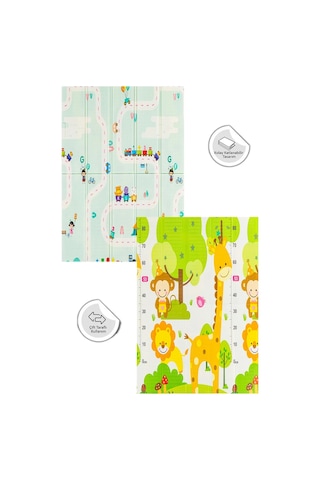 Cute My Friends Katlanabilir Çift Taraflı Oyun Halısı Matı Yeni Ölçü 120x120x1 Cm Taşıma Çantalı