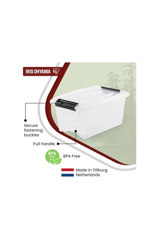 Iris Ohyama, 6'li Set İstiflenebilir Saklama Kutuları Klik Kilitli New Top Box Ntb-5 Plastik, Şeffaf, 6 X 5 L, Çok Renkli