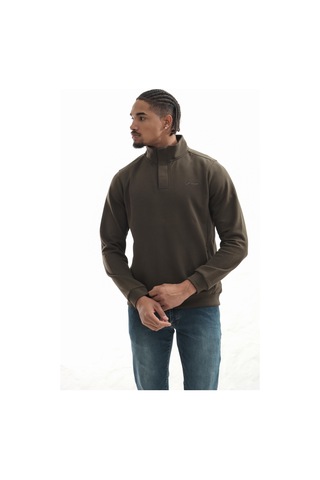 Boğazlı Sweatshirt Haki