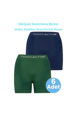 Uniquetrenders Erkek Dikişsiz/seamless Nefes Alabilen Boxer 6 Adet Lacivert - Yeşil