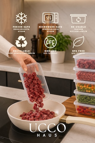 10 Adet 500ml Ekonomik Plastik Buzdolabı Dondurucu Erzak Sızdırmaz Saklama Kabı Buzluk Organizer Şeffaf