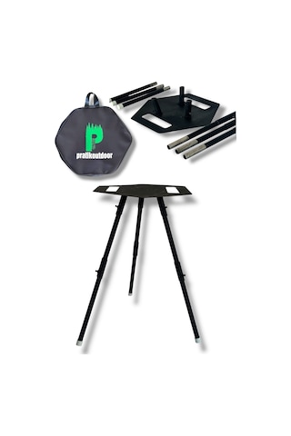 Altıgen Şömine & Katlanır Ateş Çukuru Ve Mangal Seti Ateş Çukuru Siyah