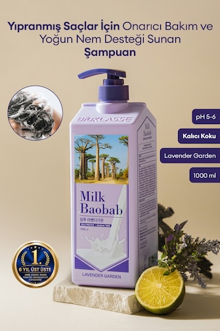 Yıpranmış Saçları Onaran Yoğun Nemlendirici Şampuan Mılk Baobab Original Shampoo Lavender Garden