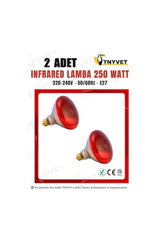 2 Adet/tnyvet E27 Duylu 250 Watt Infrared Isıtıcı Lamba Hayvan Barınakları İçin Etkili Isıtma 250 Watt / 2 Adet