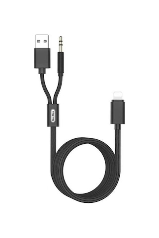 Go Des GAC-306 2 in 1 Aux Kablo Lightning to 3.5 mm & USB Ses Kablousu - ZORE-220419
