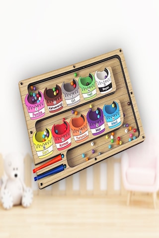 Tineke Manyetik Eğitici Renkli Sayma Ve Eşleştirme Labirenti Eğitim Oyuncağı - Ahşap Montessori Oyunu Kova