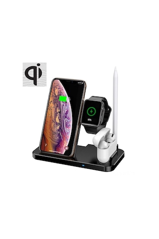 Yeni Özel Model Dört-in-bir Kablosuz Şarj Cihazı, Apple Cep Telefonları, Saatler, Kulaklıklar İçin Dikey Kablosuz Şarj Standına Uygundur.
