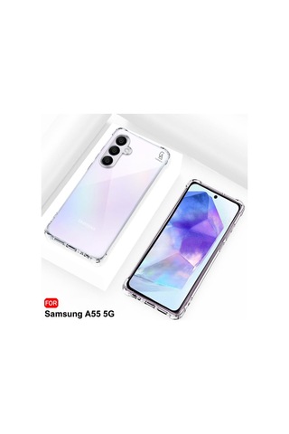 Samsung Galaxy A55 Uyumlu Köşe Dolgulu Anti Shock Telefon Kılıfı Ve Kırılmaz Cam Ekran Koruyucu