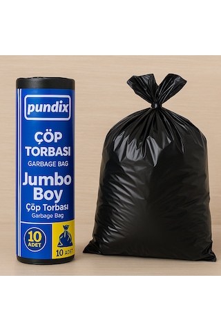Pundix Pundıx J350 Endüstriyel Çöp Poşeti 80x110 Cm Siyah Seri Opp Ambalajlı 1 Koli 20 Rulo / 200 Adet Dayanıklı, Sızdırmaz Ve Geniş Hacimli Çöp Torbası