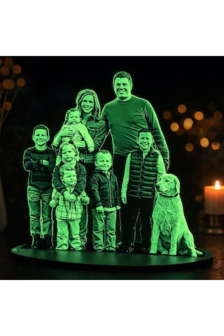 Bk Gift Kişiye Özel Gece Parlayan Fosforlu Tam Boy Aile Karikatürlü Ahşap Biblo Ev Hediyesi, Dekoratif Aile Hediyesi Kobitmeyencom36525 Bk Gift