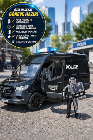 Bruder Mercedes-benz Sprinter Polis Özel Harekat Aracı Polis Figürlü Oyuncak Van Siyah Model 02685