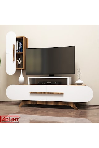 Variant Rose Duvar Raflı Tv Ünitesi Ceviz - Beyaz