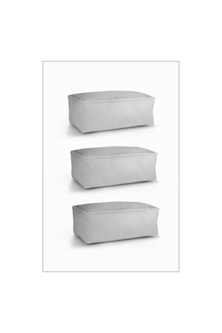 Vedsey 3'lü Set & 50x25x20 Cm Boy Baza Altı Gri Hurç & Dolap İçi - Sandık İçi Düzenleyici Gri