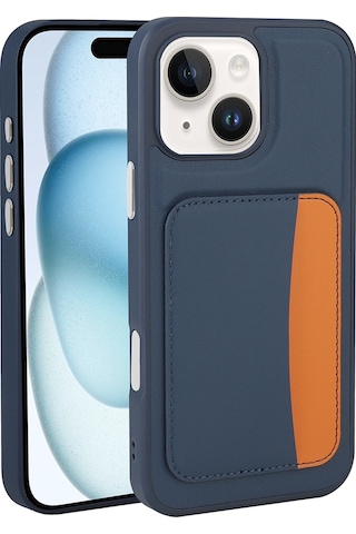 Apple Uyumlu iPhone 13 Kılıf Kartlıklı Zore X-kart Silikon Kapak - Lacivert Lacivert