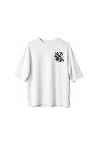 The Mgs Collective Beauty İn Chaos Oversize Baskılı Unisex Beyaz T-shirt