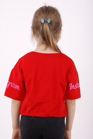 Toontoy Kids Toontoy Kız Çocuk Instagram Baskılı Crop Tişört Kırmızı