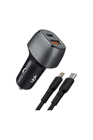 LinkTech C498 38W 2x USB Type-C - Lightning Kablolu Araç Şarj Aleti