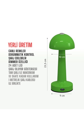 Zenlight Mantar Masa Lambası 320-4 Yeşil