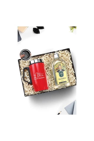 Trendmiya Babalar Gününe Özel Kulplu 280 Ml Çelik Termos & Tıraş Kolonyası Hediye Seti Diğer