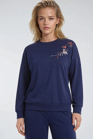 Fiolin Nakışlı Bisiklet Yaka Sweatshirt Ve Düz Paça Pantolon İkili Takım Lacivert