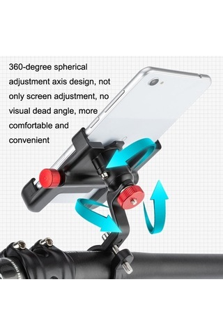 Ebitda Promend Sjj-297 Alüminyum Bisiklet Cep Telefonu Braketi, Titanyum Gümüş, Döndürme Ayarlanabilir, 360 Eksen, Geniş U Gümüş