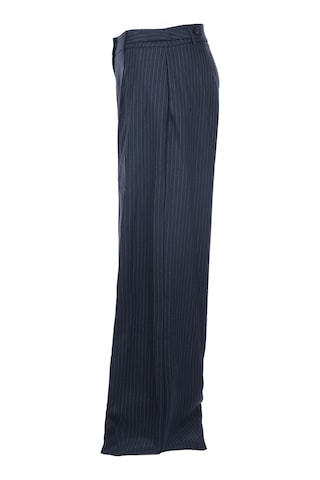 Unique Mode Minimalist Oversize Çizgili Kadın Pantolon - Yüksek Bel Geniş Paça Lacivert