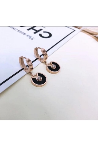 Happy Rose Renk Kararmayan Bayan Çelik Halka Küpe Rose Gold
