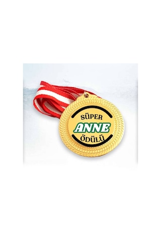 Süper Anne Ödülü Altın Rengi Madalya - Anneler Gününe Özel Madalyon Sarı