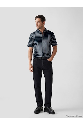 Lcwaıkıkı Classic Lacivert Regular Fit Çizgili Oxford Erkek Gömlek
