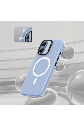 Apple Uyumlu iPhone 17  Kılıf M-safe Şarj Özellikli Benks Lucid Armor Magnetik Kapak Açık Mavi Açik Mavi