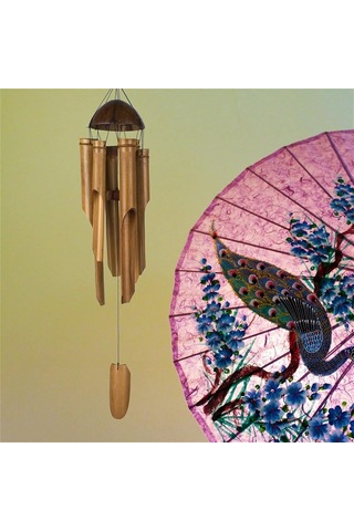 Rüzgar Çanları 90cm 18 Tüpler Bambu Rüzgar Zil El Yapımı İç Mekan Dış Duvar Asma