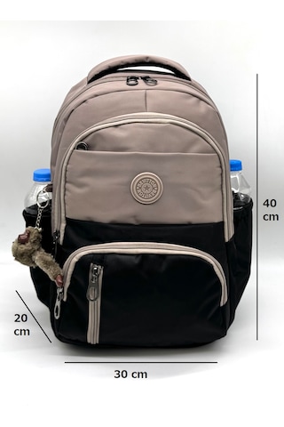 Suya Dayanıklı İlk Okul Çantası 3'lü Seti Unisex Çocuk İlkokul Çantası Ldc-8010 Vizon-siyah Kahverengi