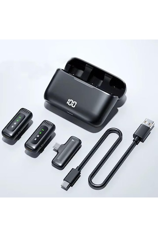 Type-c Uyumlu Yeni Kablosuz Yaka Mikrofonu Taşınabilir Şarj Kutus