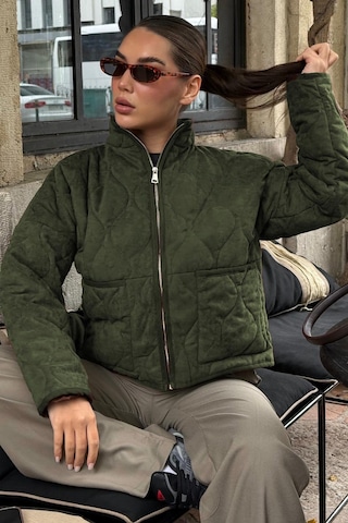 Madmext Haki Dik Yaka Kapitone Kadın Mont Mg2568 Haki