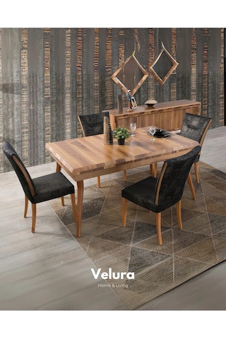 Marif Yemek Odası Takımı Yemek Masası + 4 Adet Sandalye Kahverengi