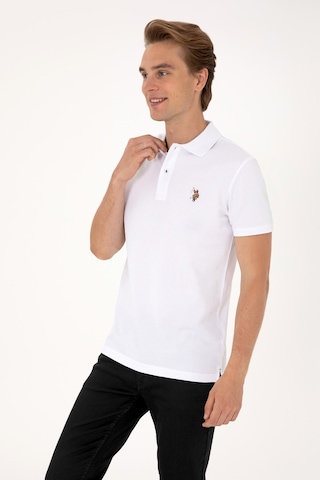 U.S. Polo Assn. Erkek Slim Fit Polo Yaka Beyaz Basic Tişört 50310669-VR013