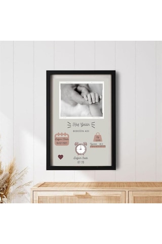 Yeni Doğan Bebek Bilgileri Yazılı Kişiye Özel Bebek Odası Çerçeve